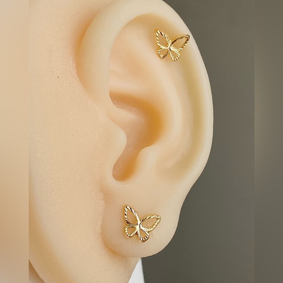 10k Solid Gold Earrings \ Gold Piercing Studs \ Earrings for Babies & Kids - Picture 4 of 13
